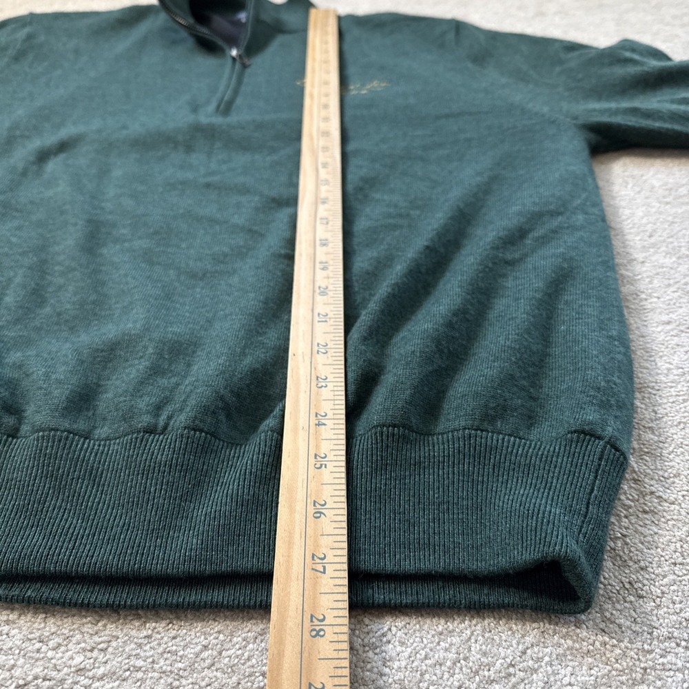 Turtleson 100% Merino Wool Quarter Zip Sweater Men's Large Forest Green Pullover - Picture 5 of 9